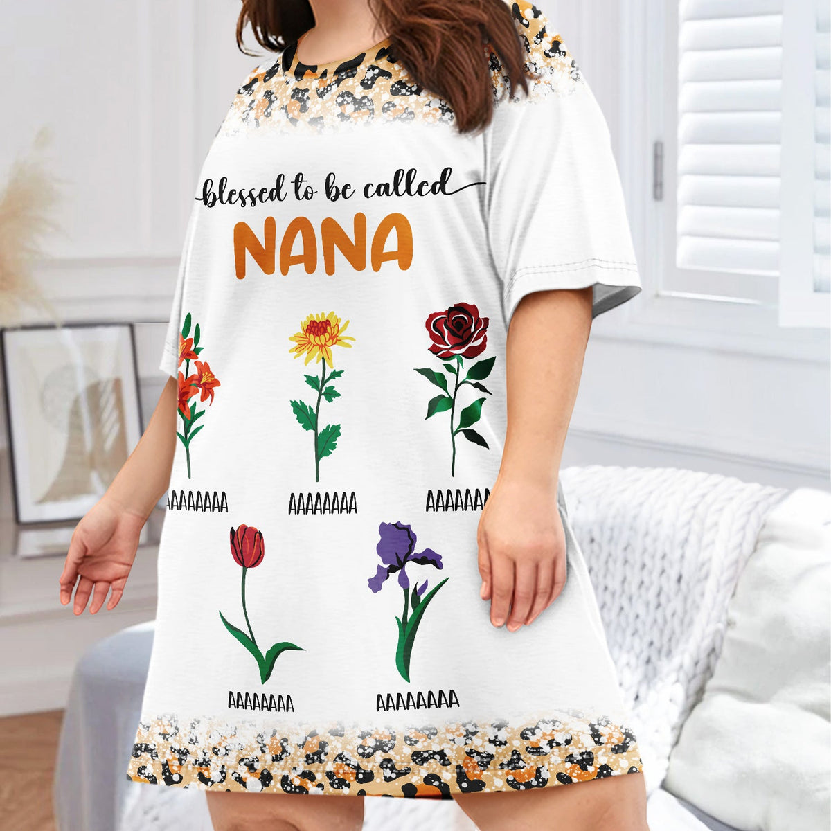 Blessed To Be Called Birth Flowers - Gift For Grandma, Mom, Mother - Personalized Women's Sleep Tee