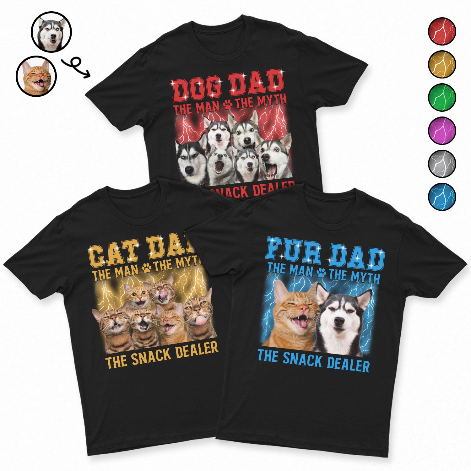Custom Photo The Man The Myth The Snack Dealer - Gift For Dog Dad, Cat Dad, Fur Dad, Pet Lovers - Personalized T Shirt