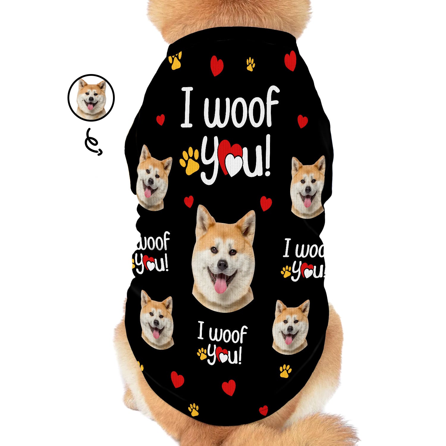 Custom Photo I Woof You - Gift For Dog Lovers - Personalized Pet Shirt