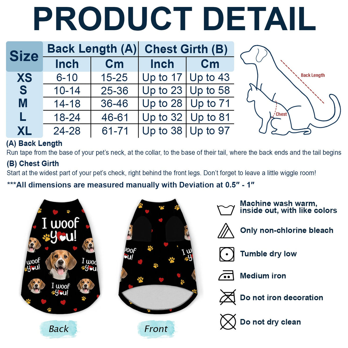 Custom Photo I Woof You - Gift For Dog Lovers - Personalized Pet Shirt