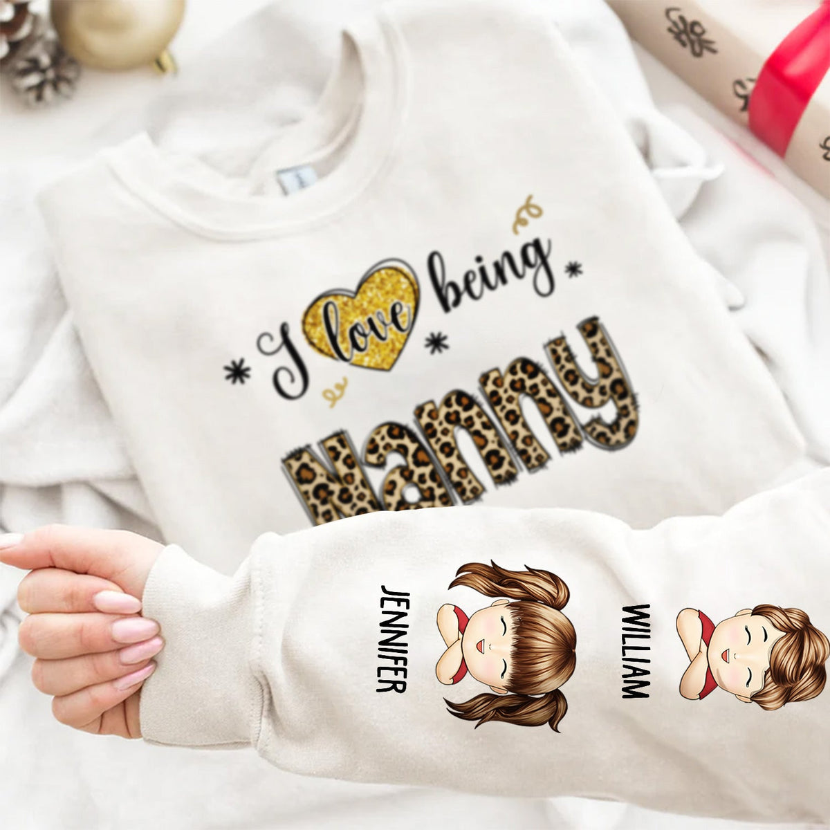 I Love Being Grandma - Gift For Grandma - Personalized Unisex Sweatshirt With Design On Sleeve