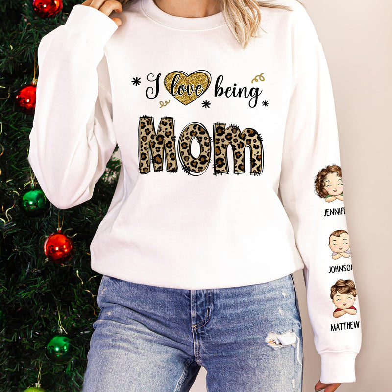 I Love Being Grandma - Gift For Grandma - Personalized Unisex Sweatshirt With Design On Sleeve