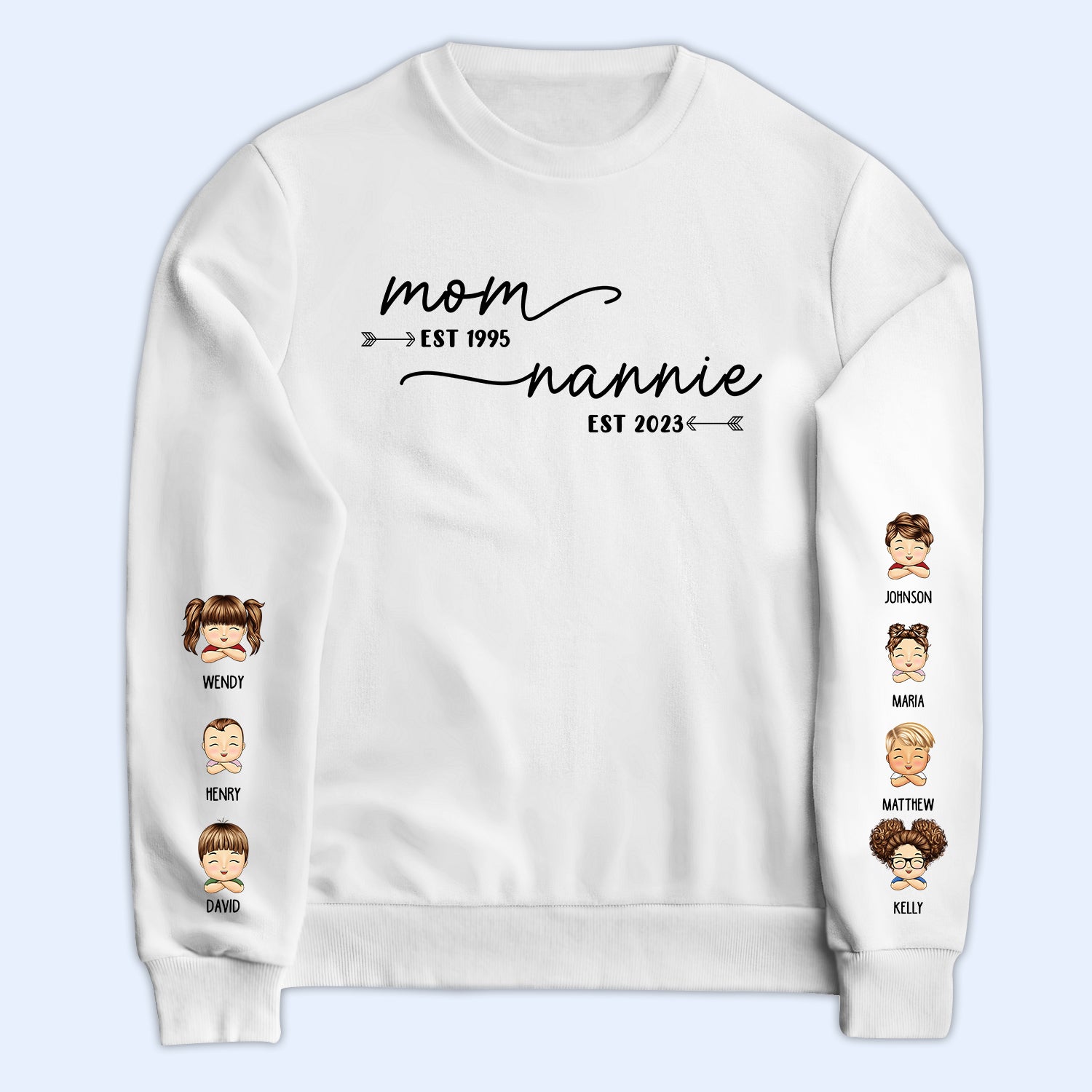 Mom Grandma Est - Gift For Grandma - Personalized Unisex Sweatshirt With Design On Sleeve