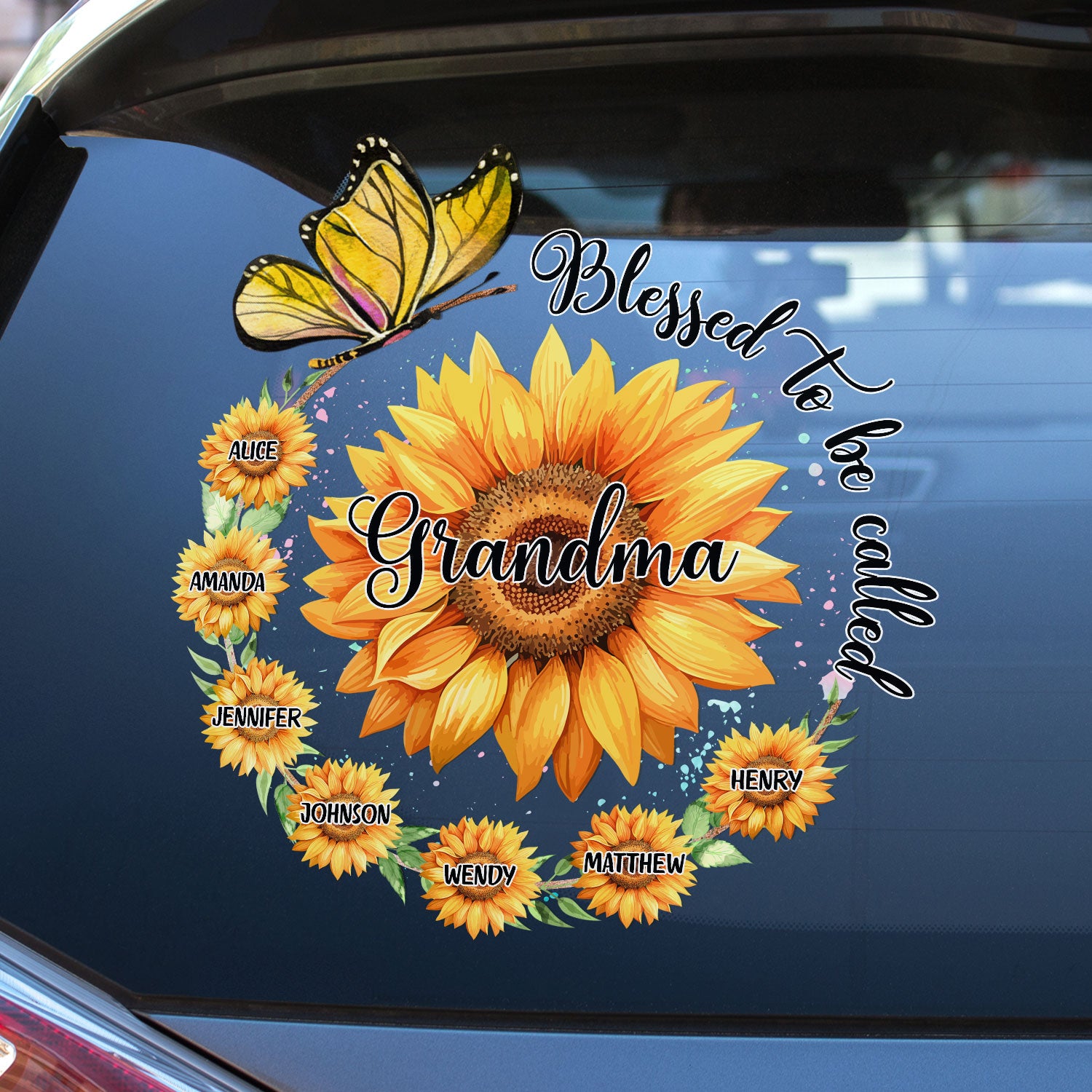Blessed To Be Called Grandma Sunflower - Gift For Grandma, Mother, Mom - Personalized Decor Decal