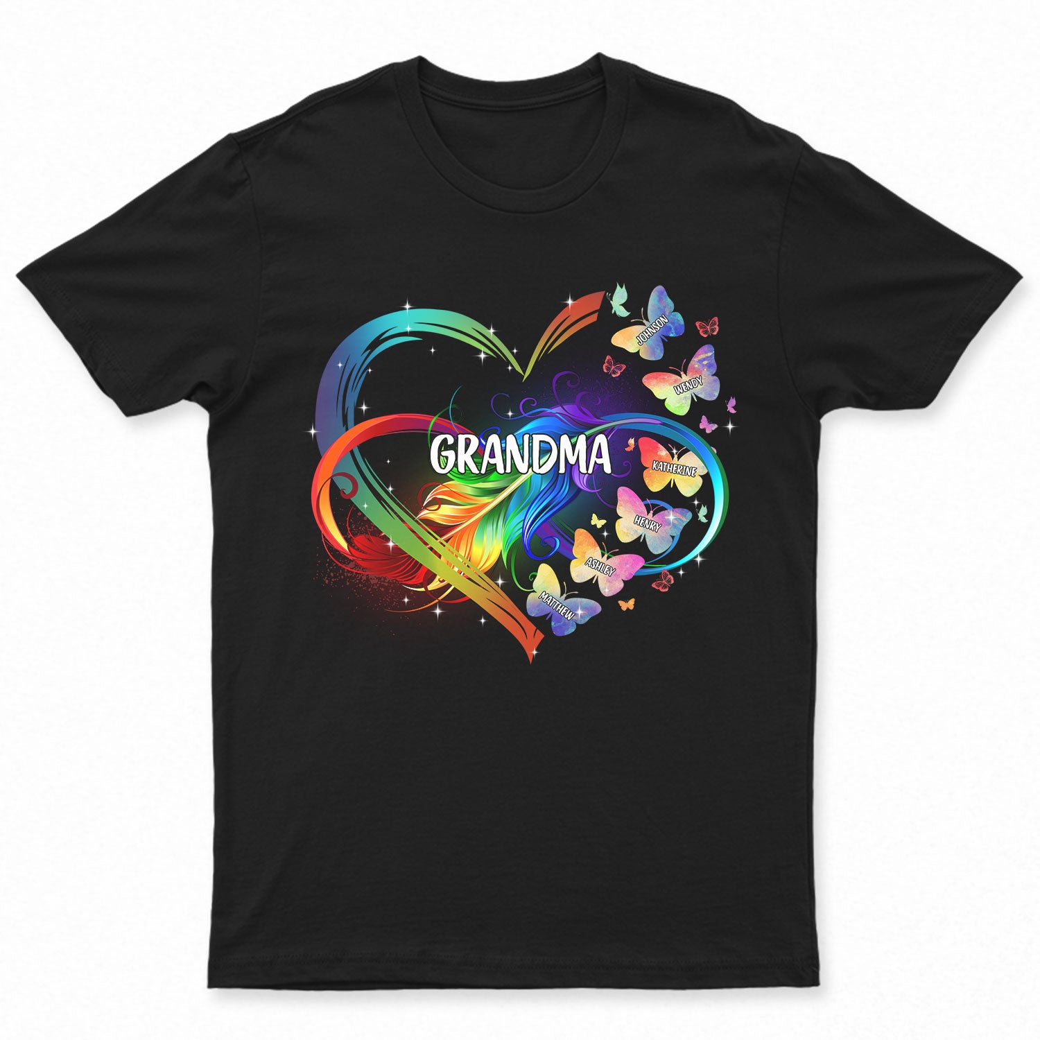Grandma Mom Heart Infinity Butterfly - Gift For Mother, Grandma - Personalized T Shirt