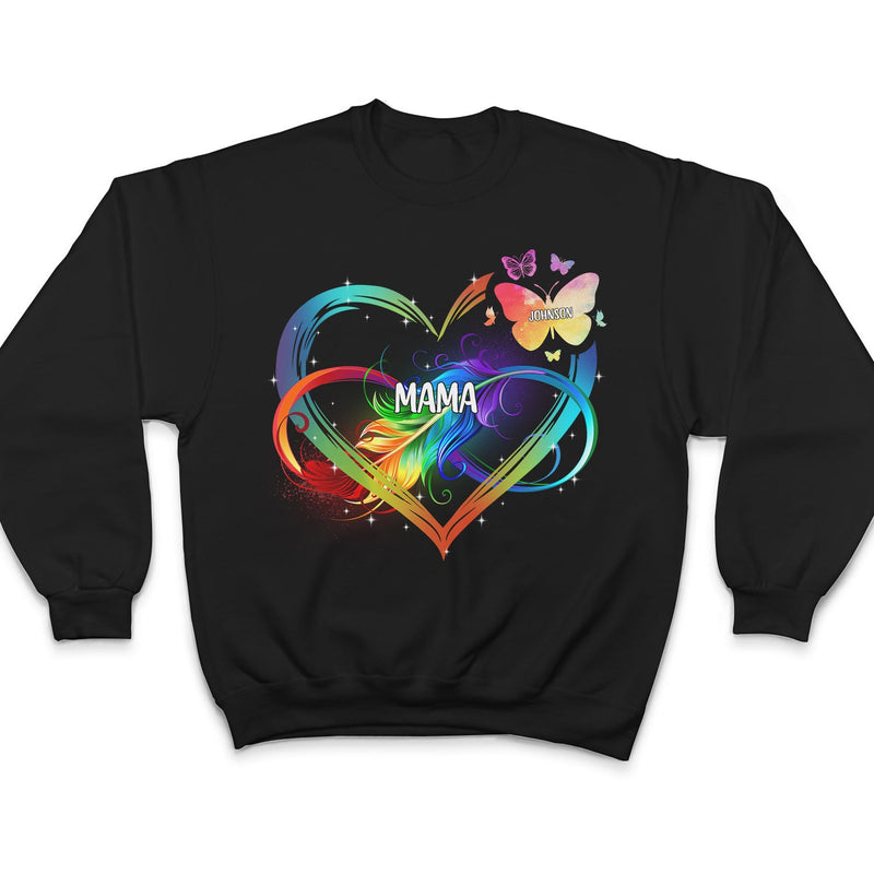 Grandma Mom Heart Infinity Butterfly - Gift For Mother, Grandma - Personalized T Shirt