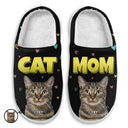 Custom Photo Cat Mom - Gift For Cat Lovers - Personalized Fluffy Slippers