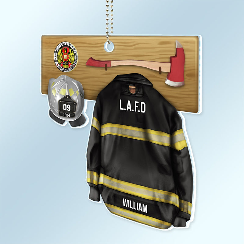 Custom Photo Firefighter Armor - Gift For Firefighter - Personalized Acrylic Car Hanger