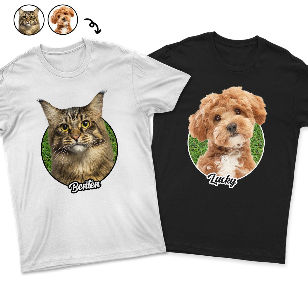 Custom Photo Background Pet Face - Gift For Pet Lovers - Personalized T Shirt