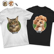 Custom Photo Background Pet Face - Gift For Pet Lovers - Personalized T Shirt