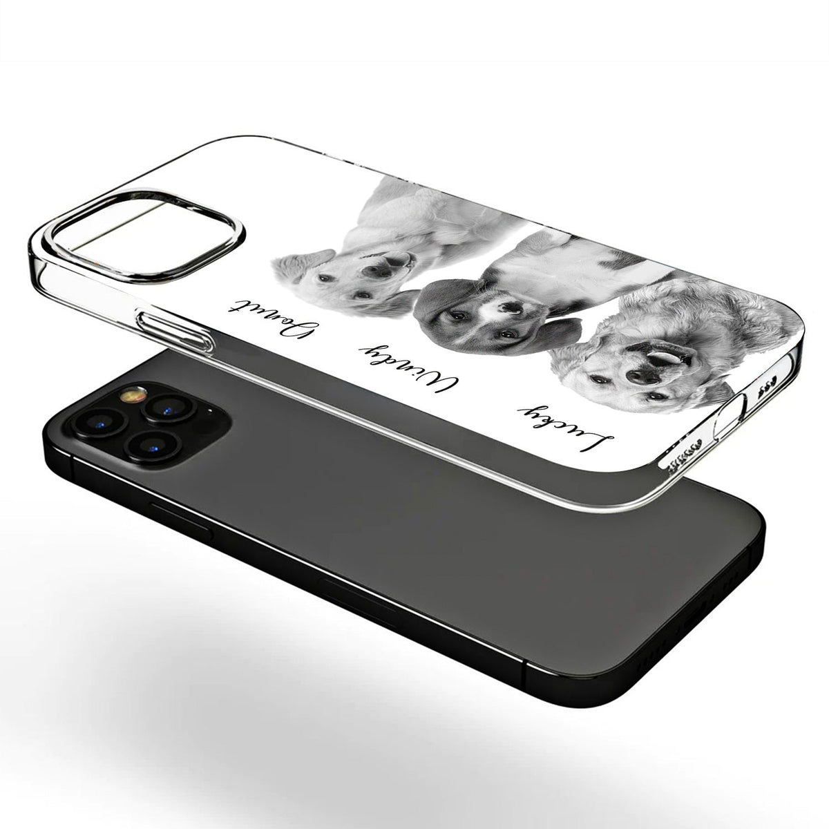 Custom Photo Black And White Pet Face - Gift For Pet Lovers - Personalized Clear Phone Case