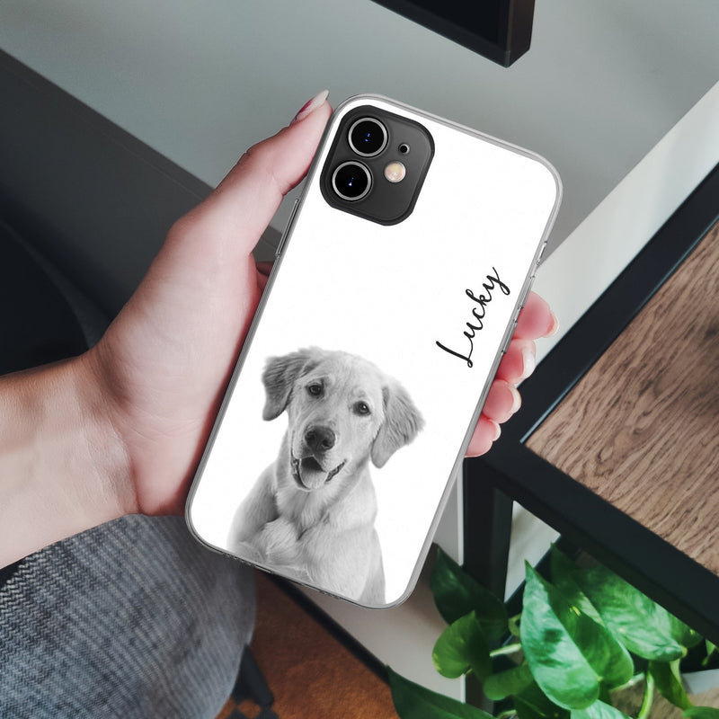 Custom Photo Black And White Pet Face - Gift For Pet Lovers - Personalized Clear Phone Case