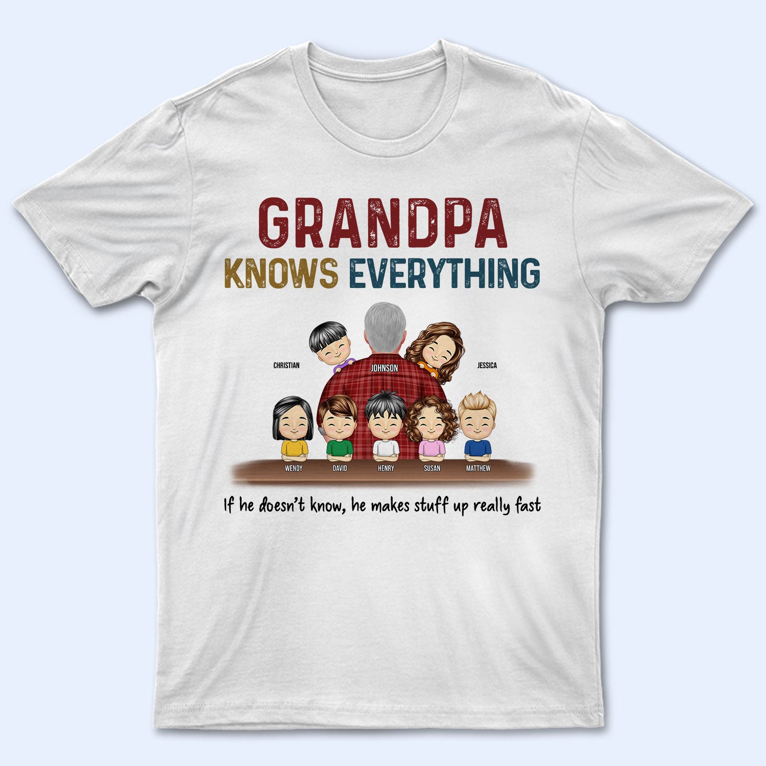 Grandpa Know Everything If He Doesn't - Gift For Father, Grandparent, Grandfather - Personalized T Shirt