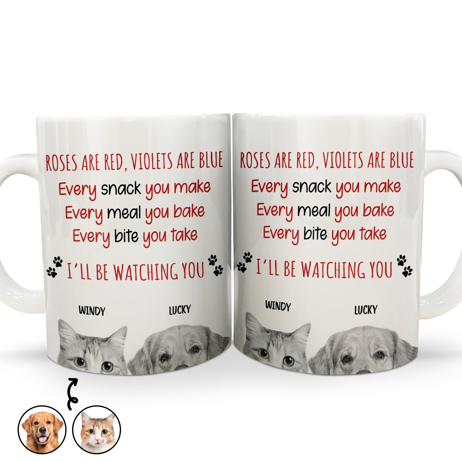 Custom Photo Roses Are Red Violets Are Blue - Gift For Pet Lovers - Personalized White Edge-to Edge Mug
