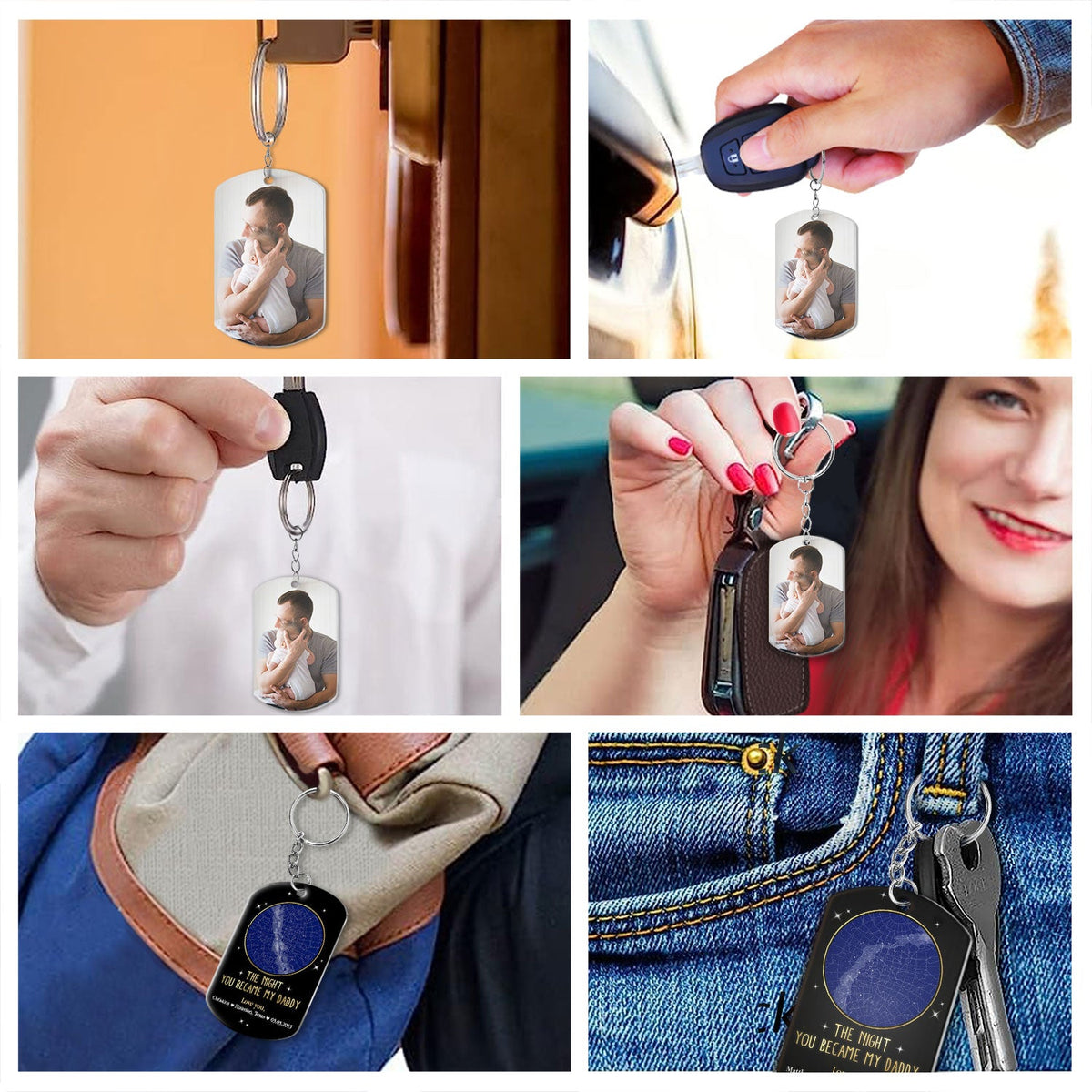 Custom Photo The Night You Became My Daddy Star Map - Gift For Dad, Father - Personalized Aluminum Keychain