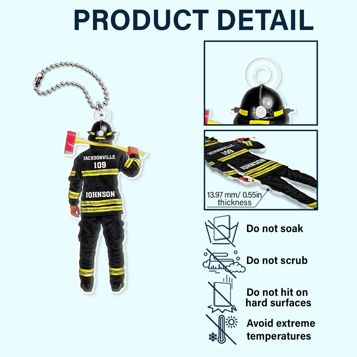 Firefighter Uniform - Gift For Firefighters - Personalized Acrylic Car Hanger
