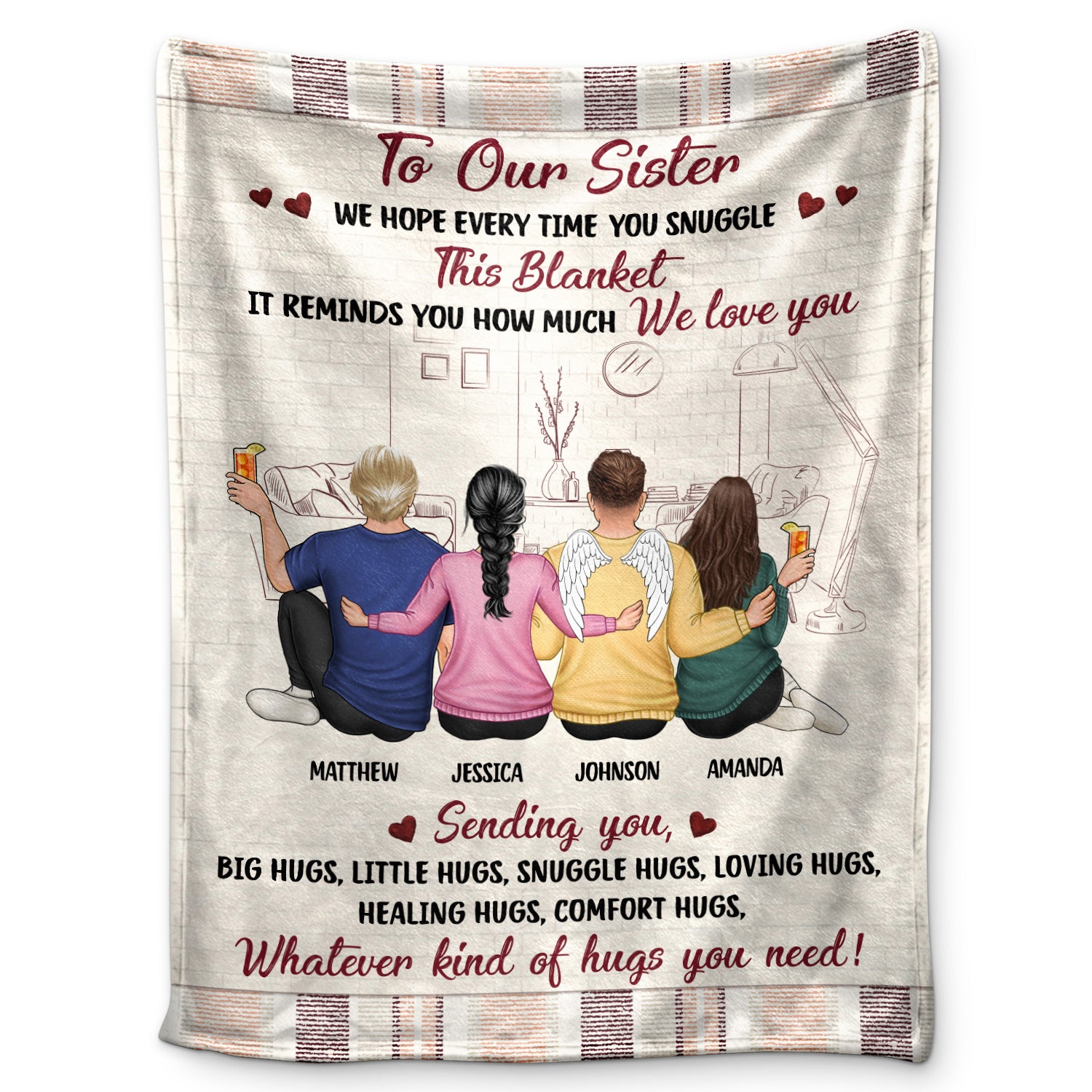 We Hope Everytime You Snugle - Gift For Siblings - Personalized Fleece Blanket, Sherpa Blanket