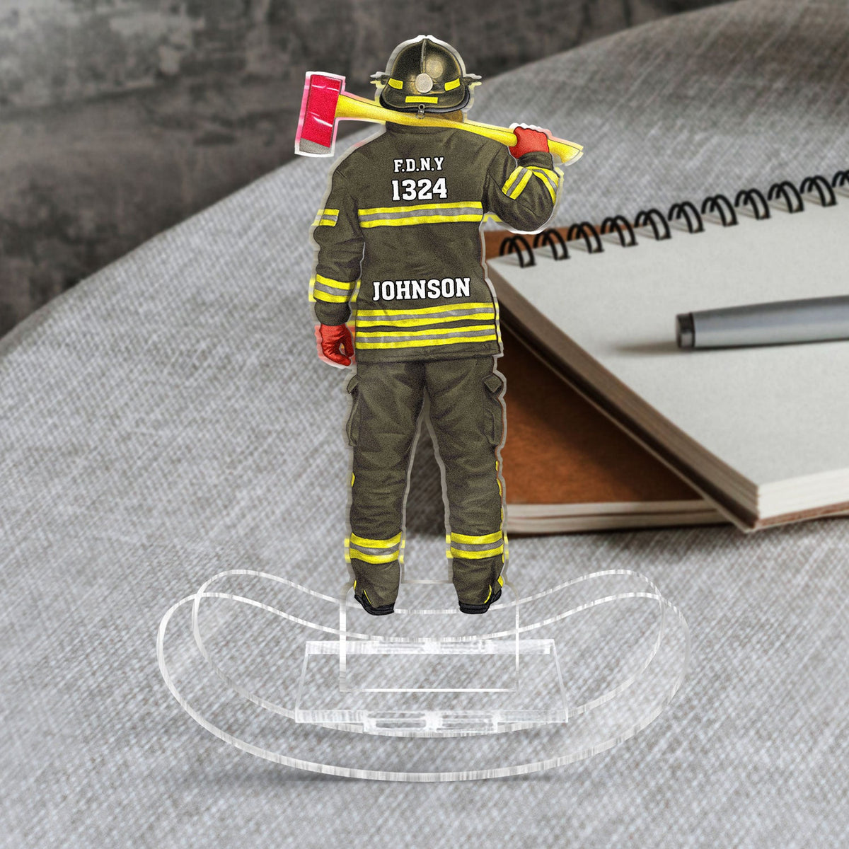 Firefighter Uniform - Gift For Firefighter - Personalized Acrylic Shaking Stand