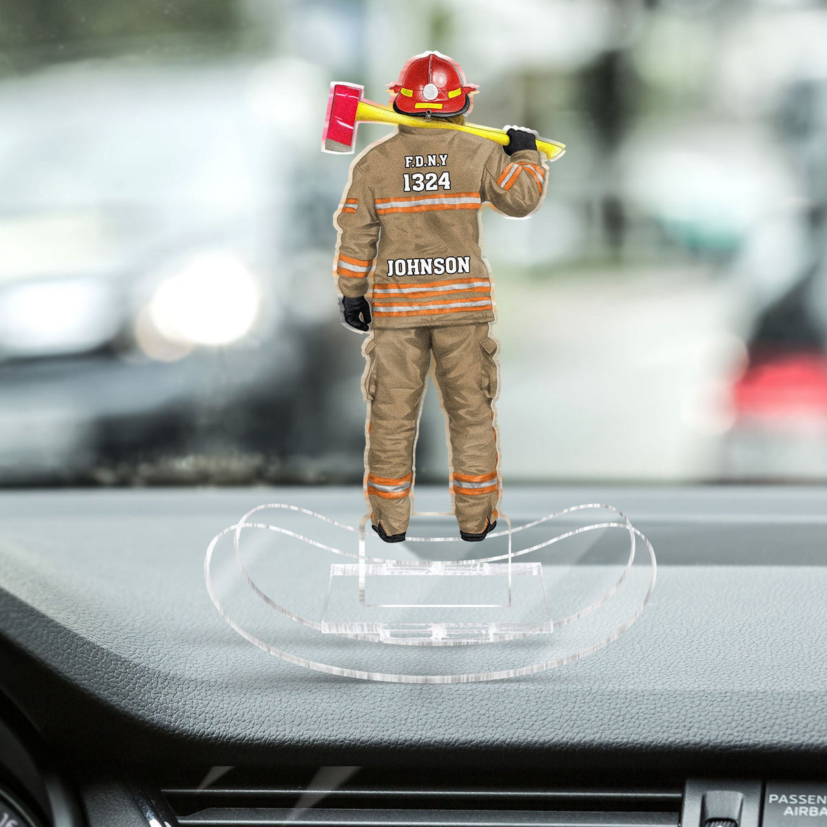 Firefighter Uniform - Gift For Firefighter - Personalized Acrylic Shaking Stand