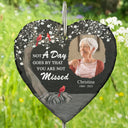 Custom Photo Not A Day Goes By - Memorial, Sympathy Gift - Personalized Heart Shaped Garden Slate & Hook