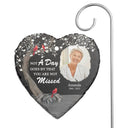Custom Photo Not A Day Goes By - Memorial, Sympathy Gift - Personalized Heart Shaped Garden Slate & Hook
