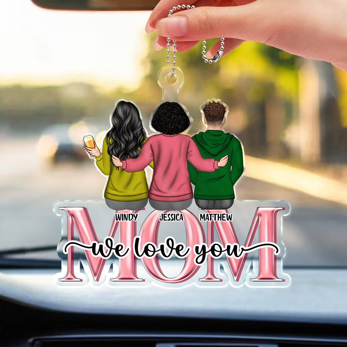 Maman, on t'aime - Cadeau pour maman, maman - Cintre de voiture en acrylique personnalisé