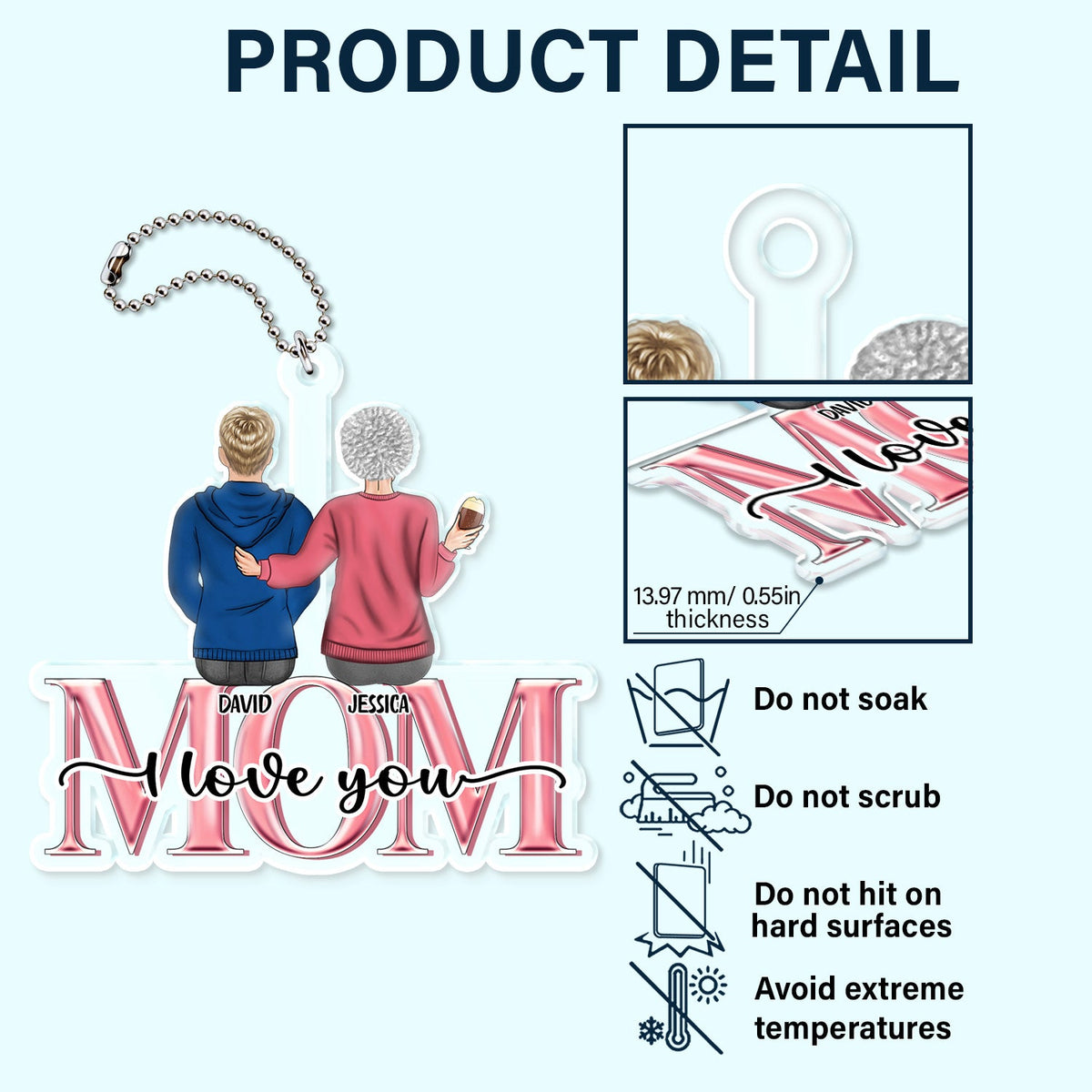 Maman, on t'aime - Cadeau pour maman, maman - Cintre de voiture en acrylique personnalisé