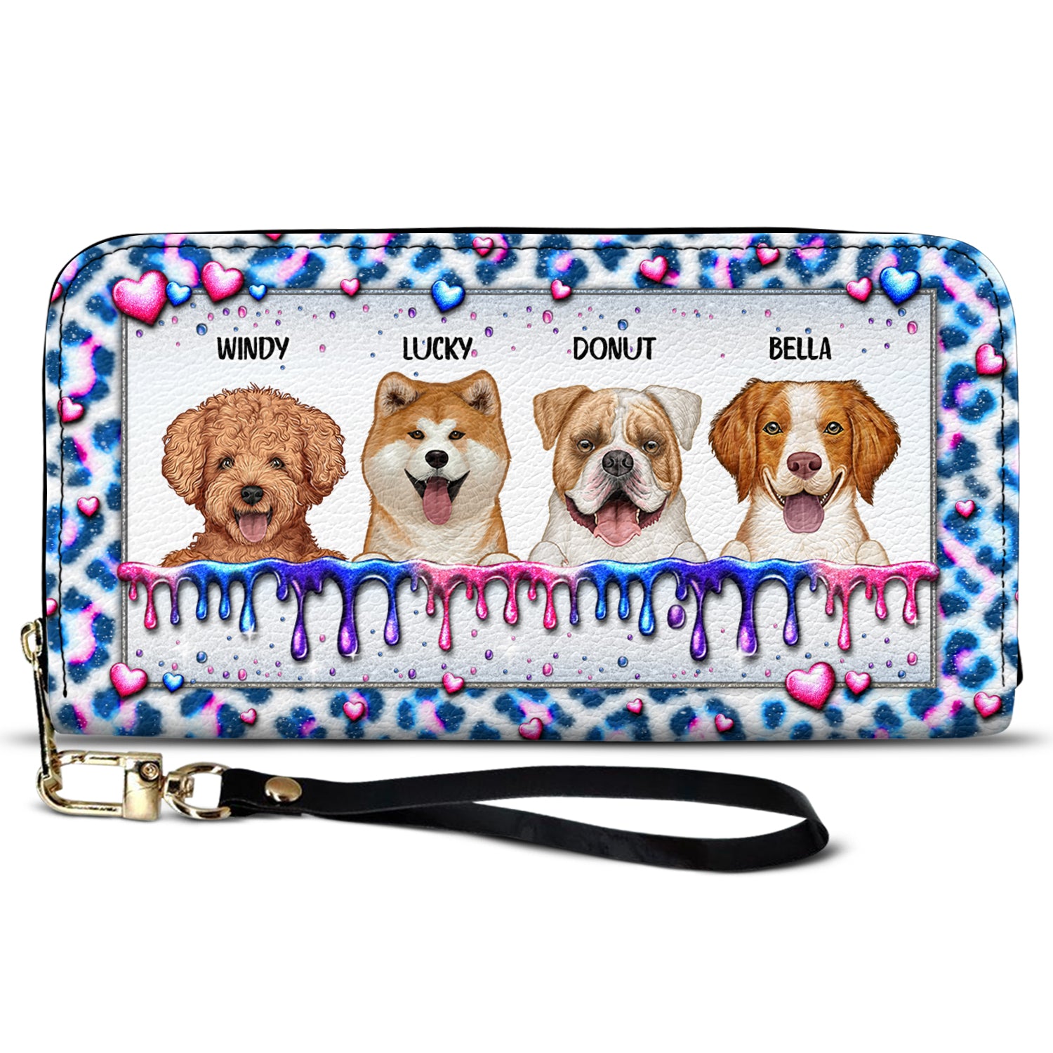 Dog Mom 3D Leopard - Gift For Dog Mom - Personalized Leather Long Wallet