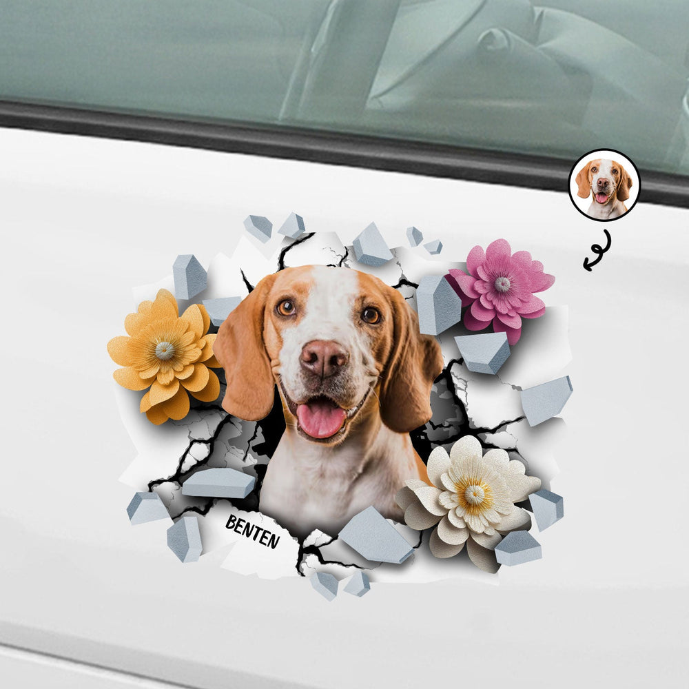 Custom Photo 3D Cracked Pet Face - Gift For Dog Lovers - Personalized Decor Decal