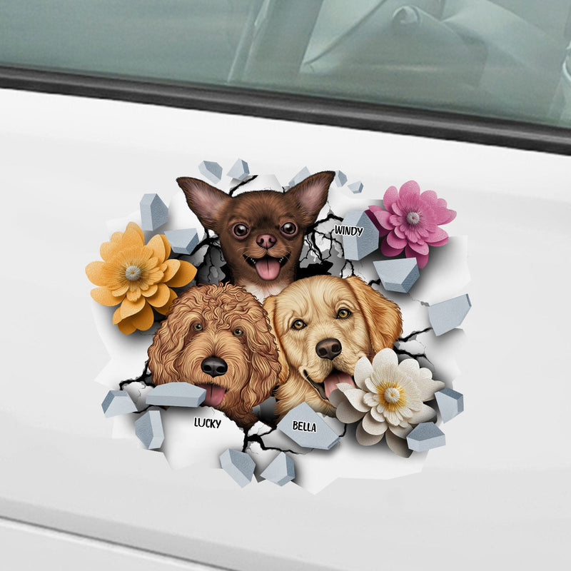 Dog Face 3D Cracked - Gift For Dog Lovers - Personalized Decor Decal