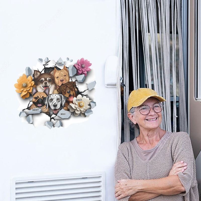 Dog Face 3D Cracked - Gift For Dog Lovers - Personalized Decor Decal