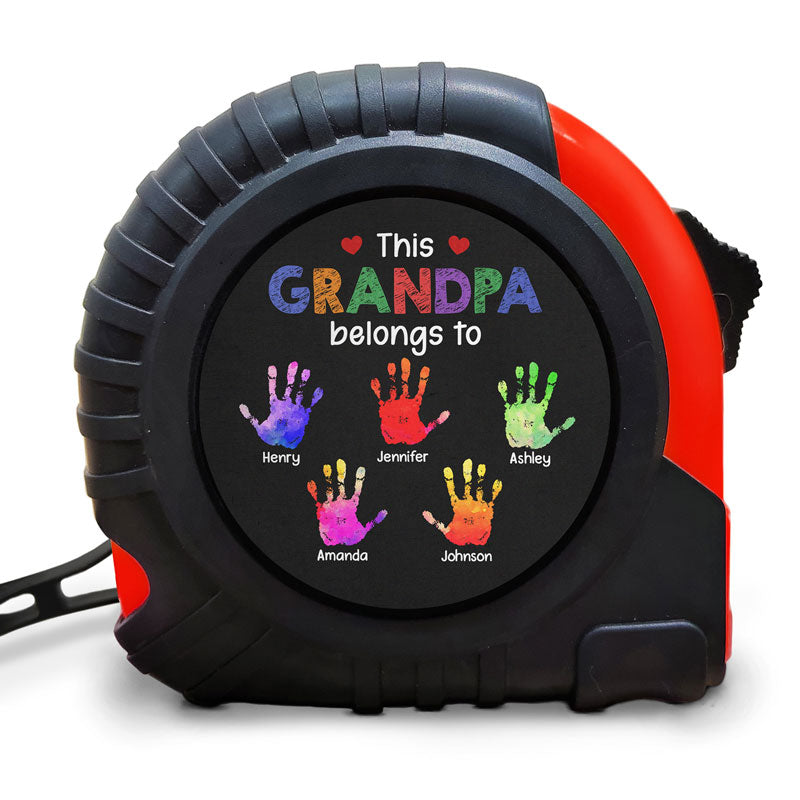 TIB This Grandpa Daddy Belongs To - Gift For Dad, Father, Grandfather - Personalized Tape Measure