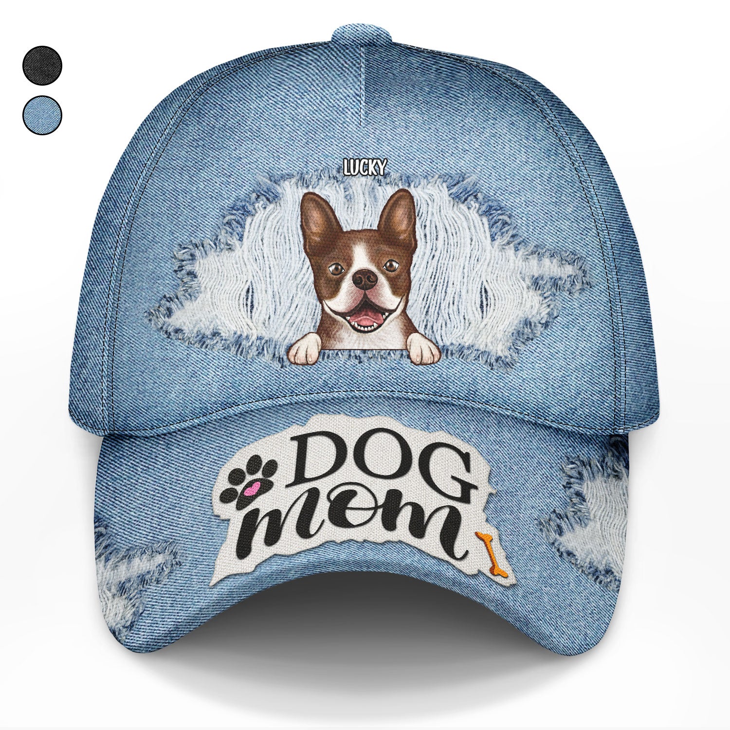 Dog Mom Denim Pattern - Gift For Dog Lovers - Personalized Classic Cap