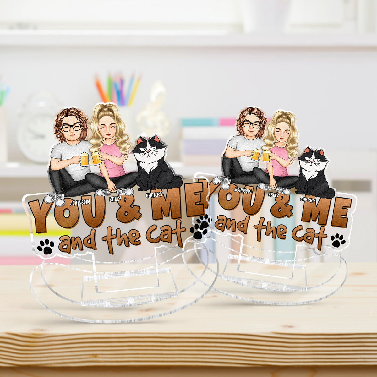 You And Me And The Cats - Gift For Cat Couples - Personalized Acrylic ...