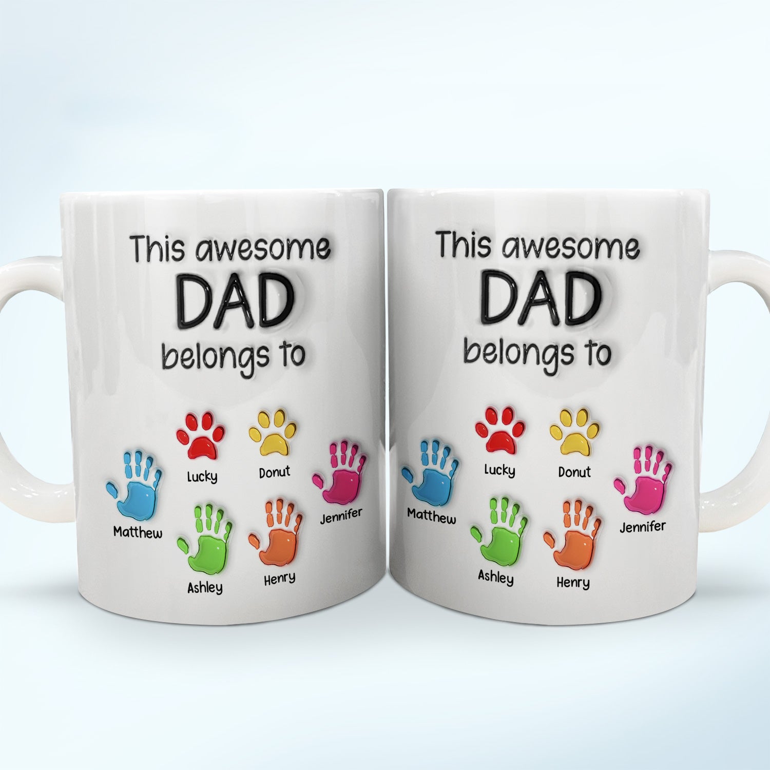 This Awesome Dad Grandpa Belongs To - Gift For Daddy, Father, Grandfather - 3D Inflated Effect Printed Mug, Personalized White Edge-to-Edge Mug