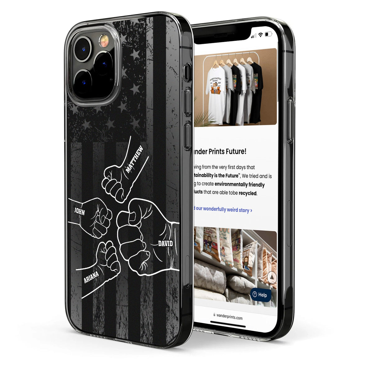 Stars & Stripes, Fist Bump - Gift For Dad, Father, Grandfather, Grandpa - Personalized Clear Phone Case