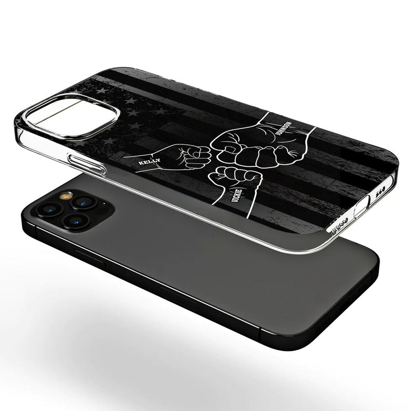 Stars & Stripes, Fist Bump - Gift For Dad, Father, Grandfather, Grandpa - Personalized Clear Phone Case