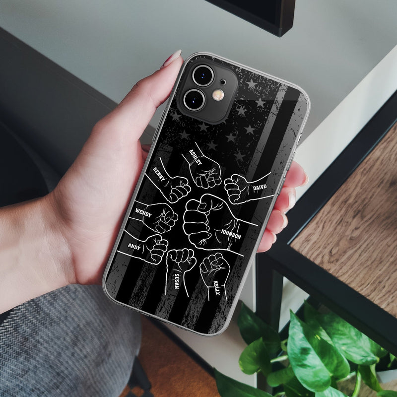 Stars & Stripes, Fist Bump - Gift For Dad, Father, Grandfather, Grandpa - Personalized Clear Phone Case