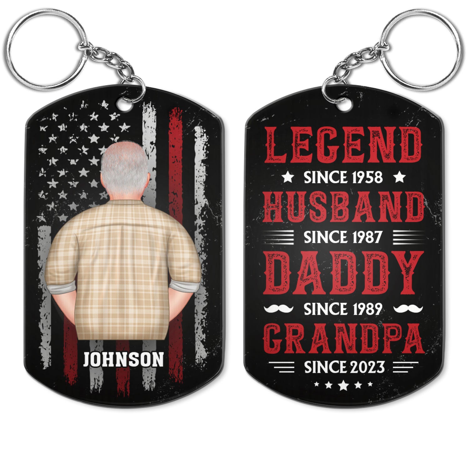Stars & Stripes Legend Husband Daddy - Gift For Dad, Father - Personalized Aluminum Keychain