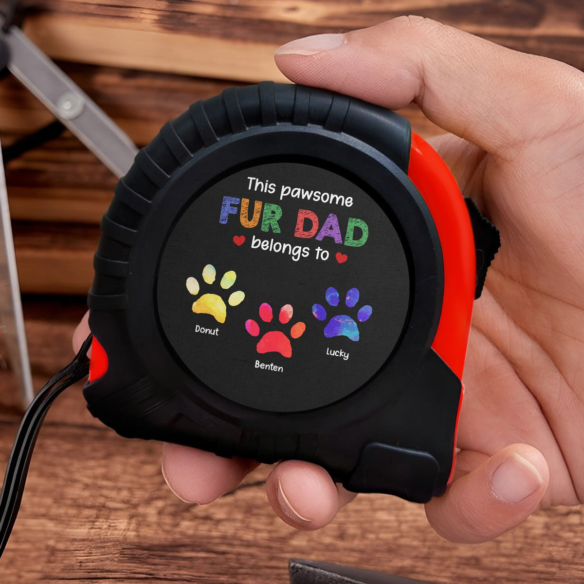This Pawsome Dog Dad Cat Dad Belongs To - Gift For Fur Dad, Pet Lovers - Personalized Tape Measure
