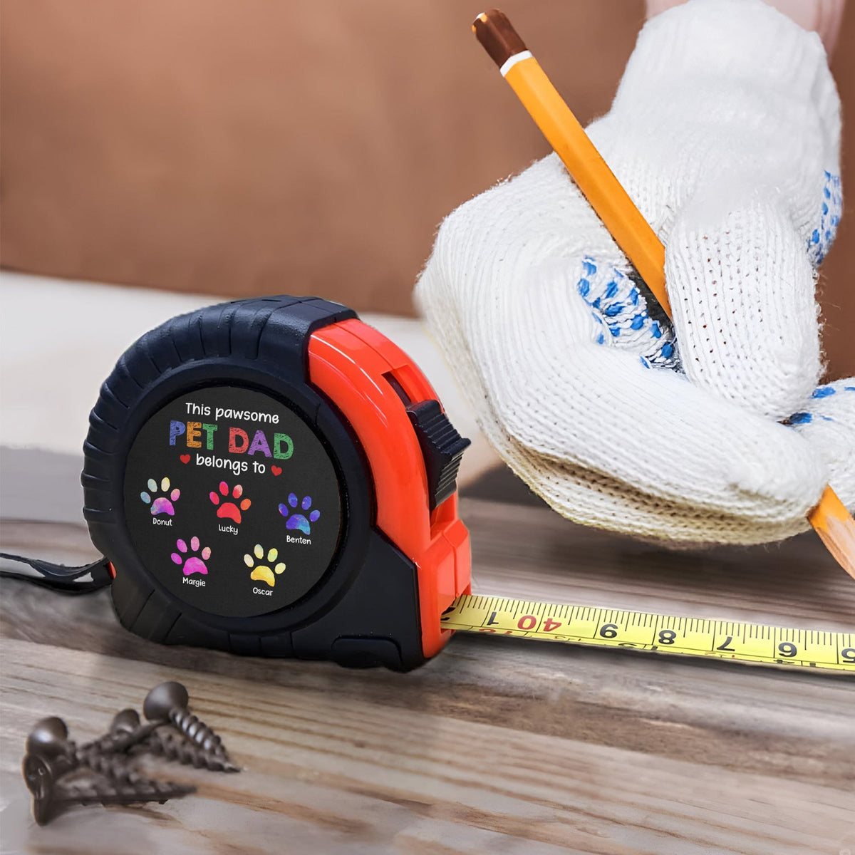 This Pawsome Dog Dad Cat Dad Belongs To - Gift For Fur Dad, Pet Lovers - Personalized Tape Measure