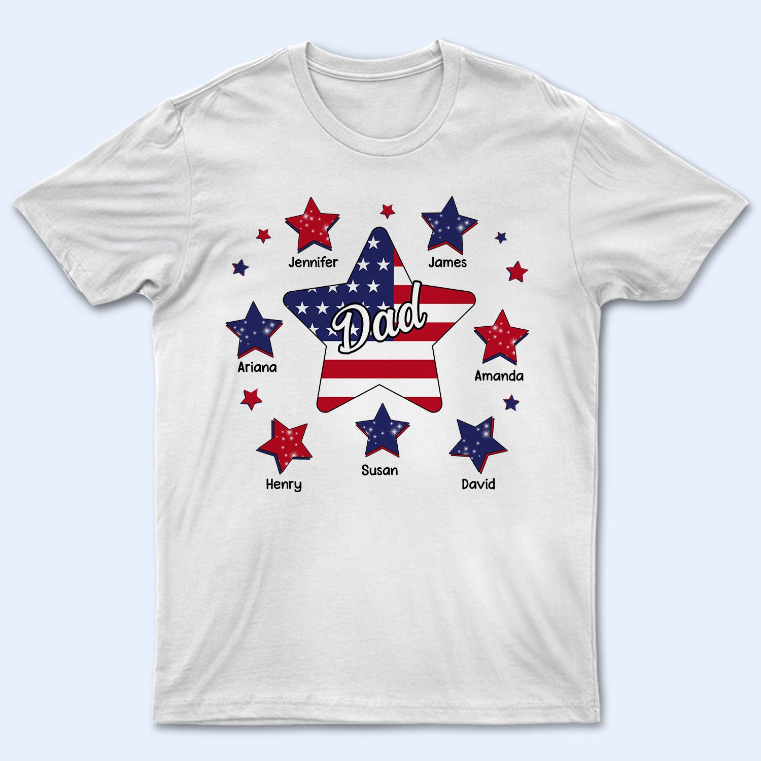 Stars & Stripes, Dad Grandpa Kids - Gift For Father, Grandfather - Personalized T Shirt