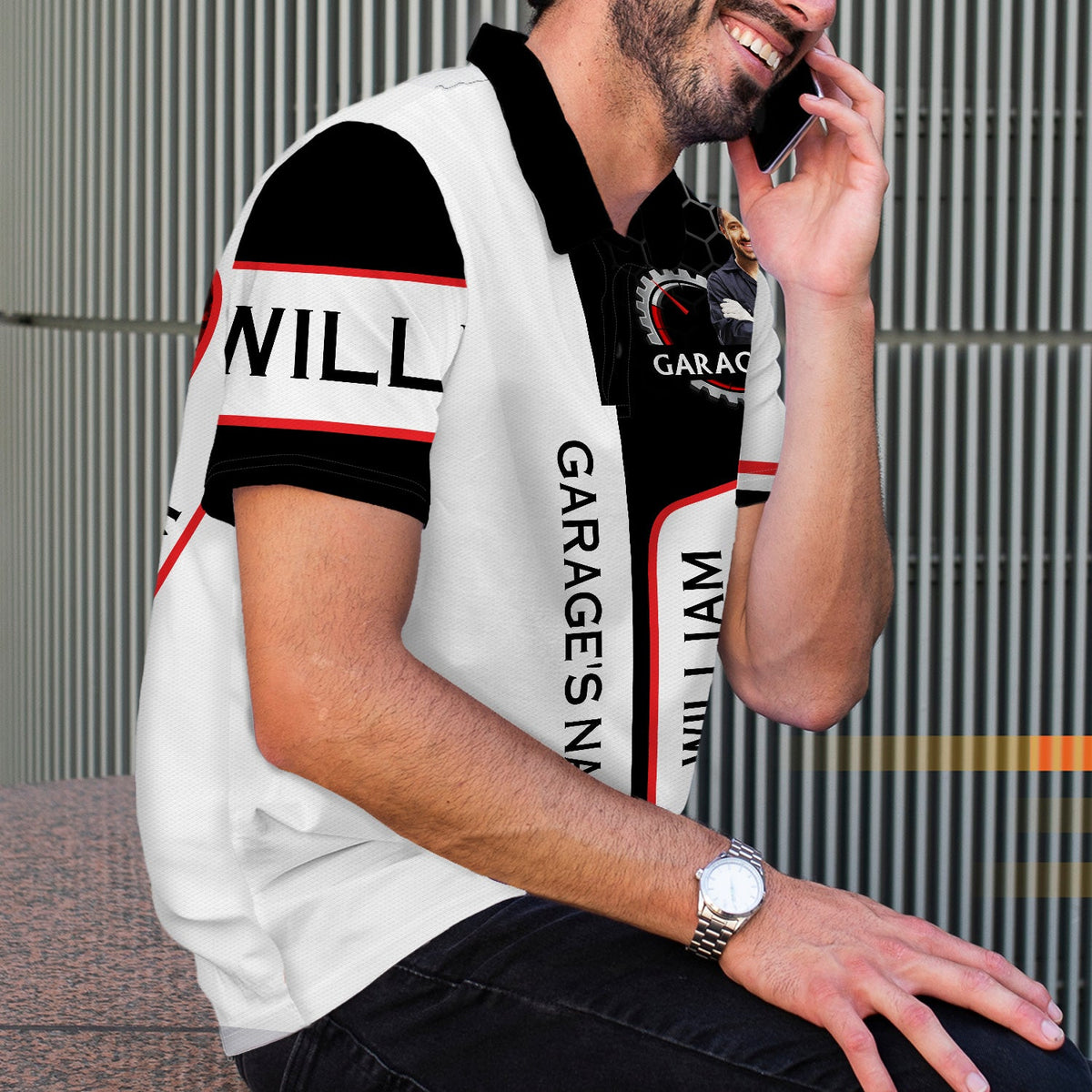 Custom Photo Garage Mechanic Man - Gift For Dad, Father, Grandpa - Personalized Polo Shirt