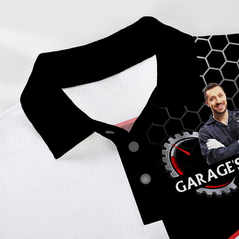 Custom Photo Garage Mechanic Man - Gift For Dad, Father, Grandpa - Personalized Polo Shirt