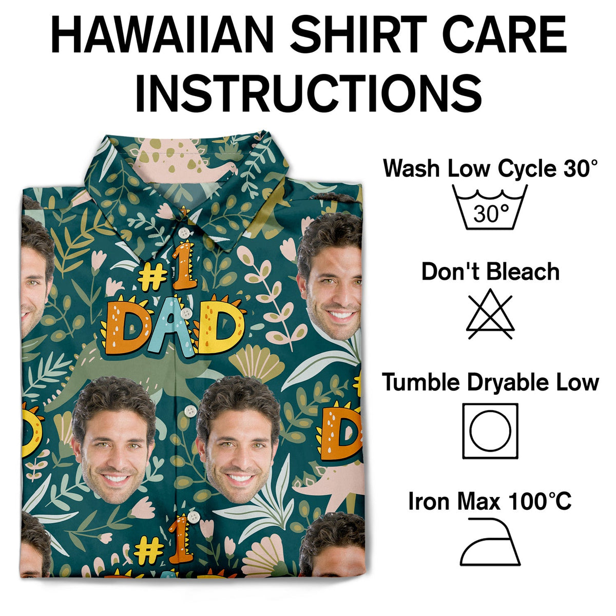 Custom Photo Dino #1 Dad - Personalized Hawaiian Shirt
