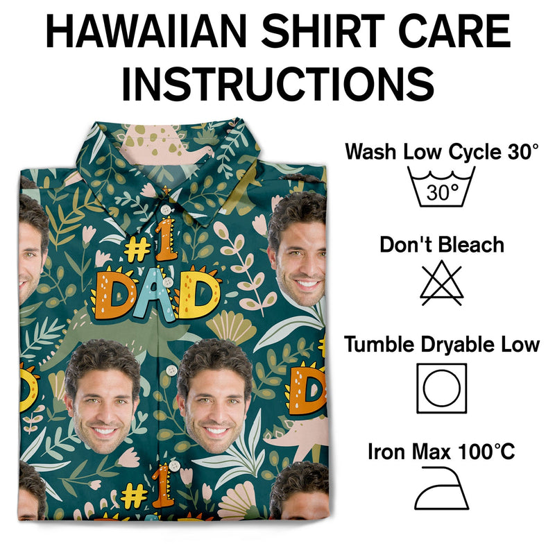 Custom Photo Dino #1 Dad - Personalized Hawaiian Shirt