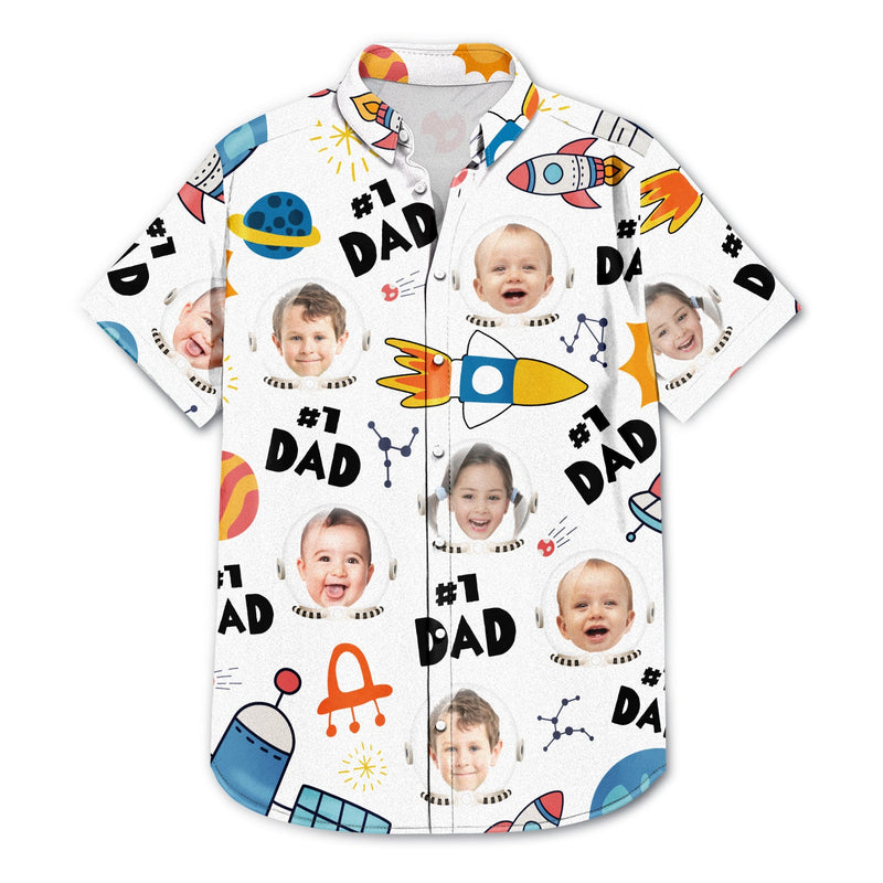 Custom Photo Astronaut #1 Dad - Personalized Hawaiian Shirt