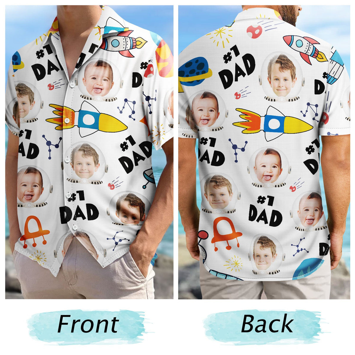 Custom Photo Astronaut #1 Dad - Personalized Hawaiian Shirt