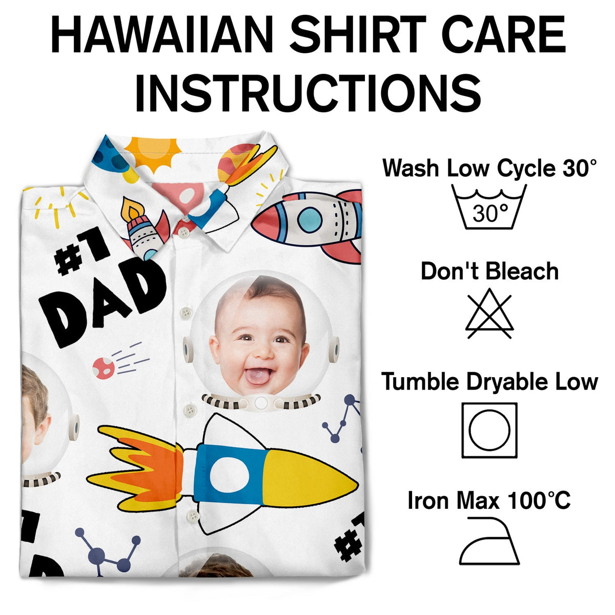 Custom Photo Astronaut #1 Dad - Personalized Hawaiian Shirt