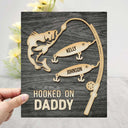 Hooked On Grandpa - Personalized 2-Layered Wooden Plaque With Stand